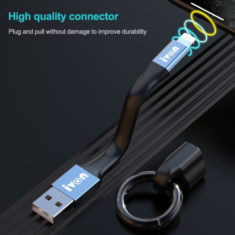 IVON CA90 2.4A USB 轉 8 Pin 便攜數據線附環，長度：14.5公分，8 Pin
