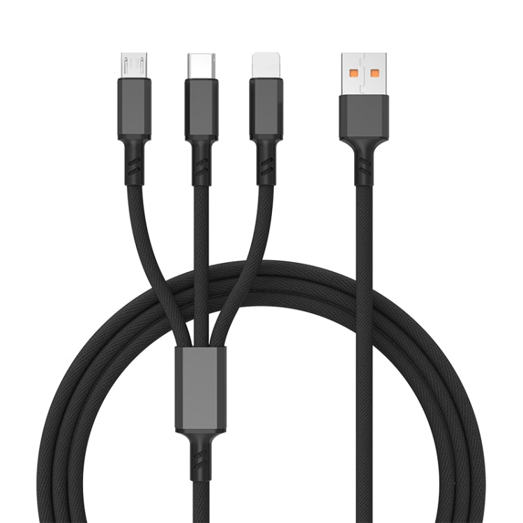編織 3A 3合1 USB 轉 Type-C / 8 Pin / Micro USB 快充線，線長：1.2米，白色插頭（紅色）、白色插頭（黑色）、白色插頭輔助（藍色）