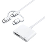 A18 Pro 三合一 8 Pin + Type-C + Micro USB 轉 HDMI + 8 Pin 數位 AV 轉接器