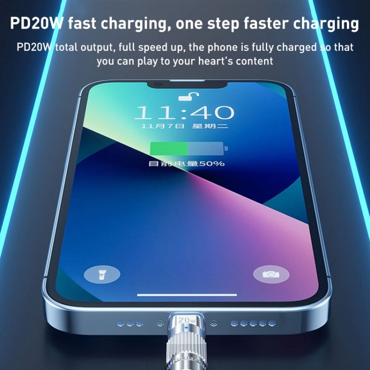 WK WDC-187 Qjie 系列 20W USB-C/Type-C 轉 8 Pin 快充數據線，長度：1m，USB-C/Type-C 轉 8 Pin