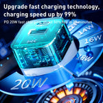 WK WP-U149 20W USB+USB-C/Type-C 雙埠透明充電器，規格：美規插頭