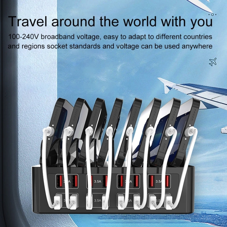 YFY-A55 150W 16埠 USB 智慧充電站附手機和平板支架，美規插頭，YFY-A55