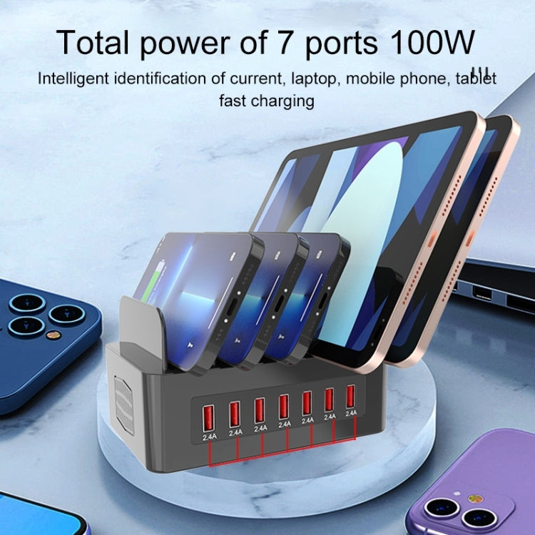 YFY-A54 100W USB + Type-C 五埠智慧充電站附手機和平板支架，美規插頭，YFY-A54