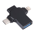 X09 4 合 1 USB 轉雙 8 Pin+USB-C/Type-C 介面 OTG 轉接器，4 合 1