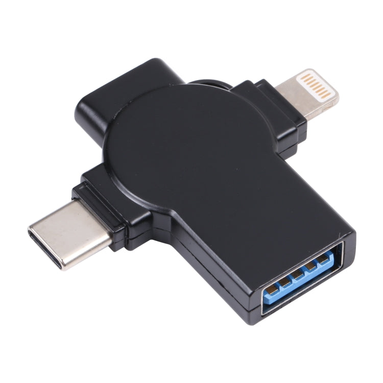 X09 4 合 1 USB 轉雙 8 Pin+USB-C/Type-C 介面 OTG 轉接器，4 合 1