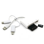 三合一 8-Pin、Micro USB 及 Type-C 轉 TF & SD 卡讀卡器 USB OTG 延長轉接器