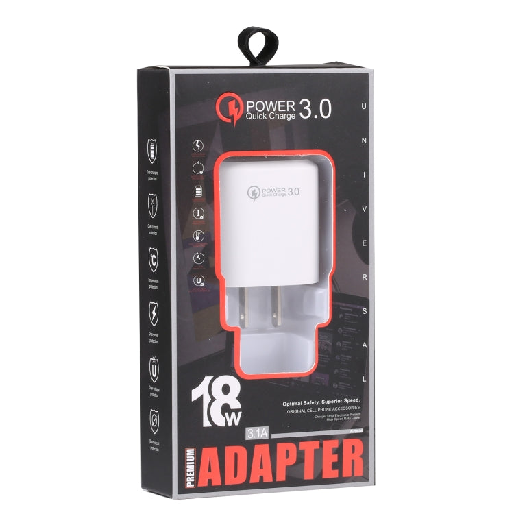 LZ-2117 18W QC3.0 3.1A USB 快速充電器，美規插頭，美規插頭