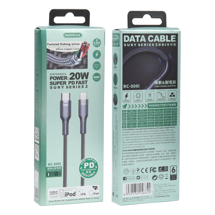 REMAX RC-009i 1m 2.22A USB-C / Type-C 轉 8 Pin 20W PD 快充數據線，Type-C 轉 8 Pin 20W