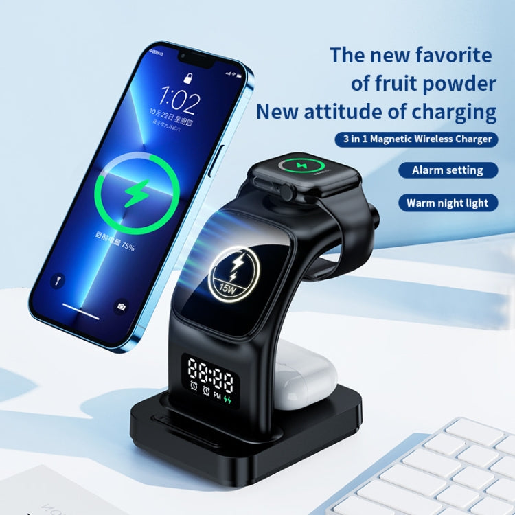 YP-HY05 15W 5合1 磁吸多功能無線充電器附時鐘，5合1