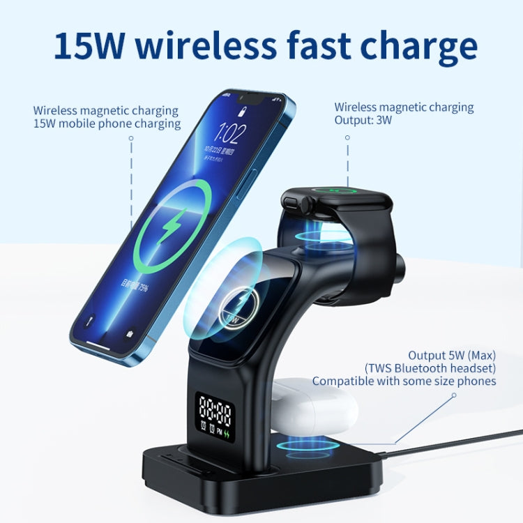 YP-HY05 15W 5合1 磁吸多功能無線充電器附時鐘，5合1