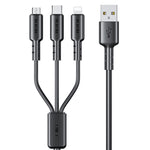 WEKOME WDC-02 潮汐能系列 3A USB 轉 8 Pin+Type-C+Micro USB 三合一 PVC 數據線，長度：1.2米