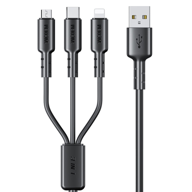 WEKOME WDC-02 潮汐能系列 3A USB 轉 8 Pin+Type-C+Micro USB 三合一 PVC 數據線，長度：1.2米