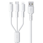 WEKOME WDC-02 潮汐能系列 3A USB 轉 8 Pin+Type-C+Micro USB 三合一 PVC 數據線，長度：1.2米