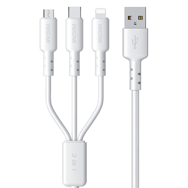 WEKOME WDC-02 潮汐能系列 3A USB 轉 8 Pin+Type-C+Micro USB 三合一 PVC 數據線，長度：1.2米
