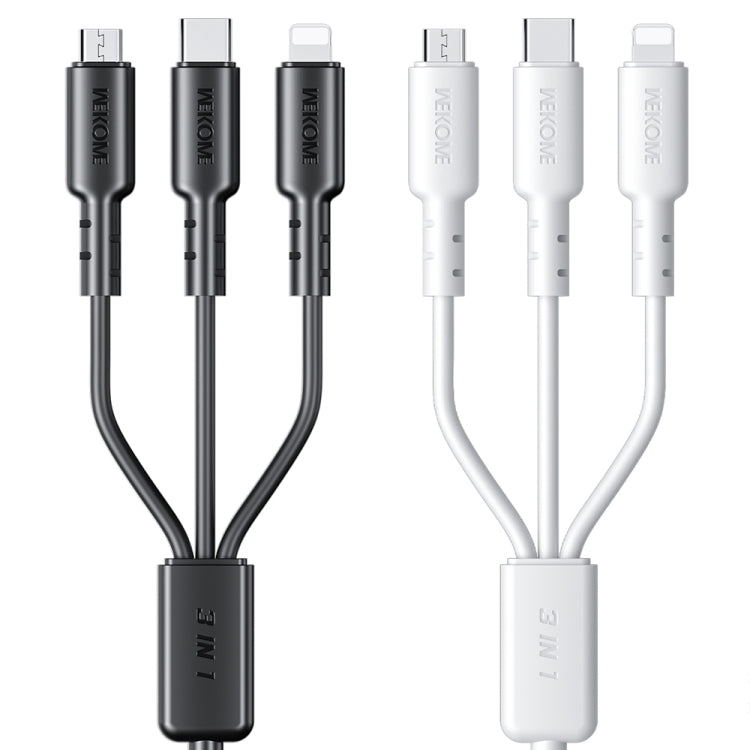 WEKOME WDC-02 潮汐能系列 3A USB 轉 8 Pin+Type-C+Micro USB 三合一 PVC 數據線，長度：1.2米