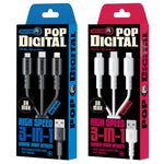 WEKOME WDC-02 潮汐能系列 3A USB 轉 8 Pin+Type-C+Micro USB 三合一 PVC 數據線，長度：1.2米