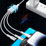 WEKOME WDC-02 潮汐能系列 3A USB 轉 8 Pin+Type-C+Micro USB 三合一 PVC 數據線，長度：1.2米