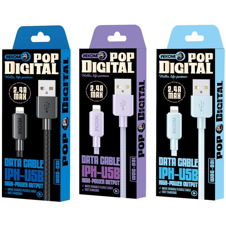 WEKOME WDC-03 潮汐能系列 2.4A USB 轉 8 Pin 編織數據線，長度：1米，USB 轉 8 Pin