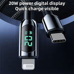 Mutural Li-CC001 1.2m PD20W 數字顯示 USB-C / Type-C 轉 8 Pin 充電數據線, Type-C 轉 8 Pin