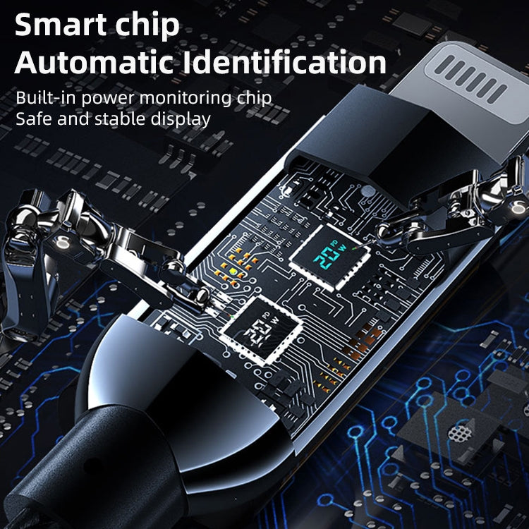 Mutural Li-CC001 1.2m PD20W 數字顯示 USB-C / Type-C 轉 8 Pin 充電數據線, Type-C 轉 8 Pin