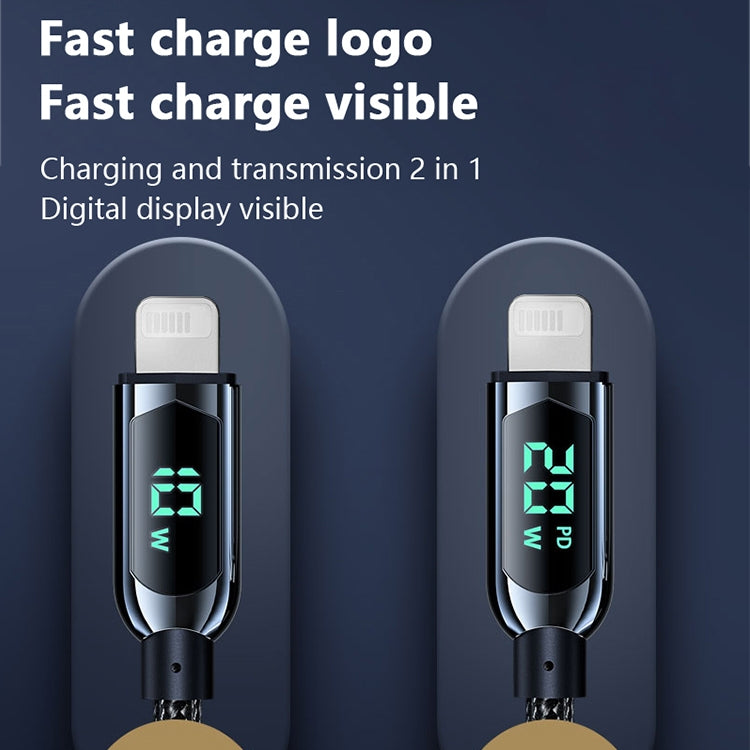 Mutural Li-CC001 1.2m PD20W 數字顯示 USB-C / Type-C 轉 8 Pin 充電數據線, Type-C 轉 8 Pin
