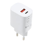 T087 20W USB-C / Type-C + USB 埠快充旅行充電器，歐規插頭，歐規插頭