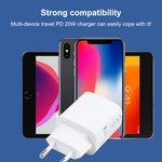 T087 20W USB-C / Type-C + USB 埠快充旅行充電器，歐規插頭，歐規插頭