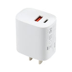 U087 20W USB-C / Type-C + USB 埠快充旅行充電器，美規插頭，美規插頭