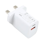 E087 20W USB-C / Type-C + USB 埠快充旅行充電器，英規插頭，英規插頭