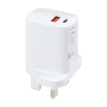 E087 20W USB-C / Type-C + USB 埠快充旅行充電器，英規插頭，英規插頭
