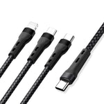 100W 6A Type-C 轉 8 Pin+Type-C+Micro USB 充電數據線，長度：1.3米