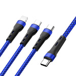 100W 6A Type-C 轉 8 Pin+Type-C+Micro USB 充電數據線，長度：1.3米