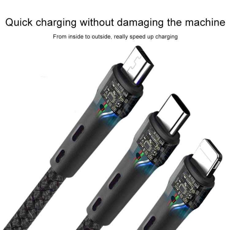 100W 6A Type-C 轉 8 Pin+Type-C+Micro USB 充電數據線，長度：1.3米