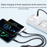 100W 6A Type-C 轉 8 Pin+Type-C+Micro USB 充電數據線，長度：1.3米