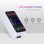 A9 Plus（全球版）多功能 AC 100V~240V 8埠 USB 數字顯示 LCD 可拆式充電站智慧充電器附無線充電，支援 QC3.0，A9 Plus（全球版）
