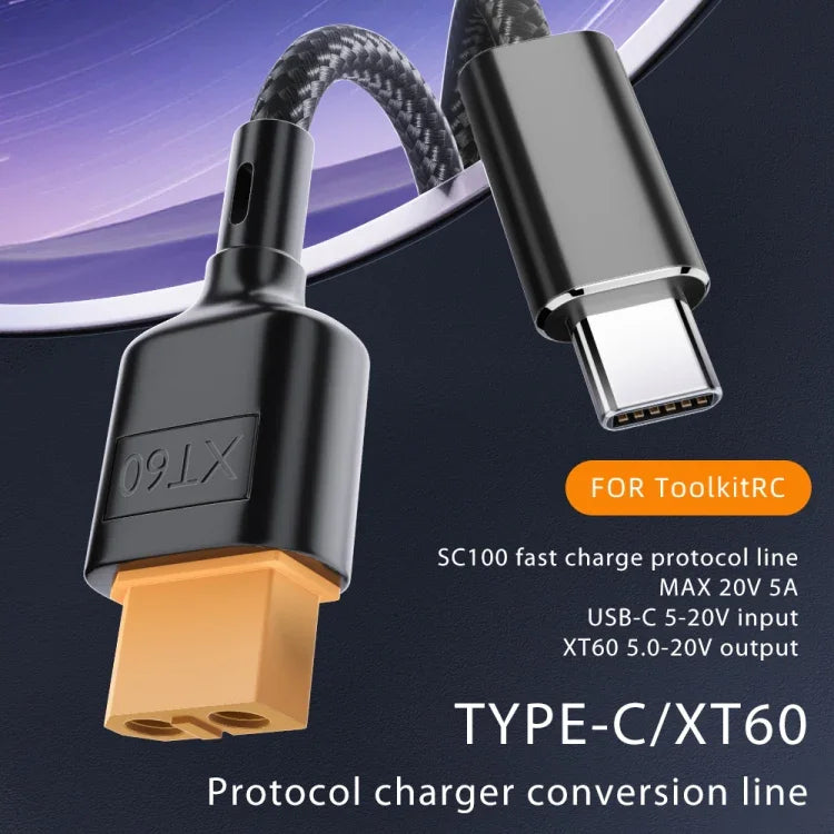 USB-C / Type-C 轉 XT60 數據線，長度：50cm，50cm