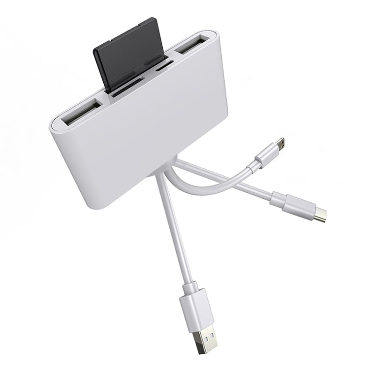 5 合 1 8 Pin + Type-C / USB-C + USB + TF 卡 + SD 卡多功能相機讀卡器轉接器，5 合 1