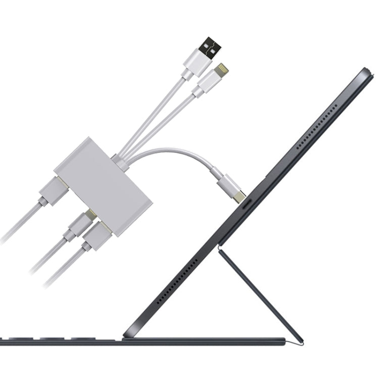 5 合 1 8 Pin + Type-C / USB-C + USB + TF 卡 + SD 卡多功能相機讀卡器轉接器，5 合 1