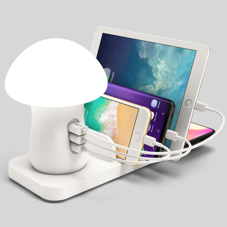 HQ-UD12 通用 4 合 1 40W QC3.0 3 個 USB 埠 + 無線充電手機充電站，配蘑菇形 LED 燈，長度：1.2m，UK 插頭