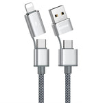 REMAX RC-020t 2.4A 極光系列 4合1 8 Pin + USB + 2 x Type-C 數據同步充電線，線長：1m