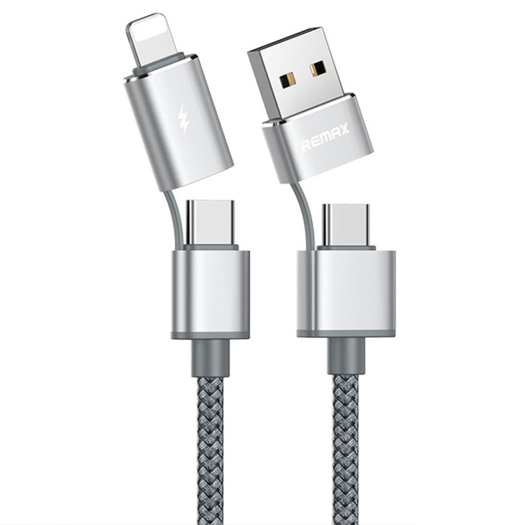 REMAX RC-020t 2.4A 極光系列 4合1 8 Pin + USB + 2 x Type-C 數據同步充電線，線長：1m