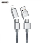 REMAX RC-020t 2.4A 極光系列 4合1 8 Pin + USB + 2 x Type-C 數據同步充電線，線長：1m