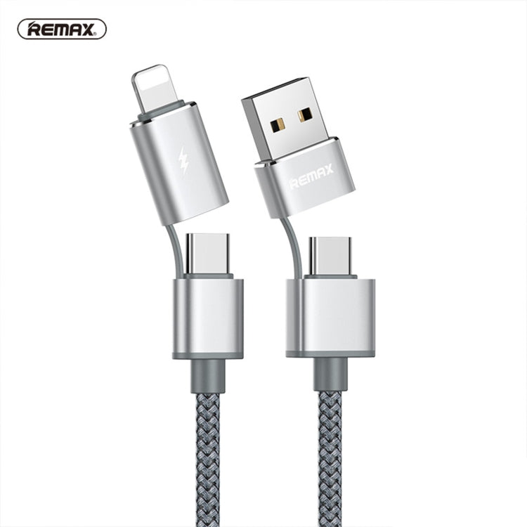 REMAX RC-020t 2.4A 極光系列 4合1 8 Pin + USB + 2 x Type-C 數據同步充電線，線長：1m