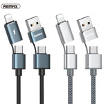 REMAX RC-020t 2.4A 極光系列 4合1 8 Pin + USB + 2 x Type-C 數據同步充電線，線長：1m