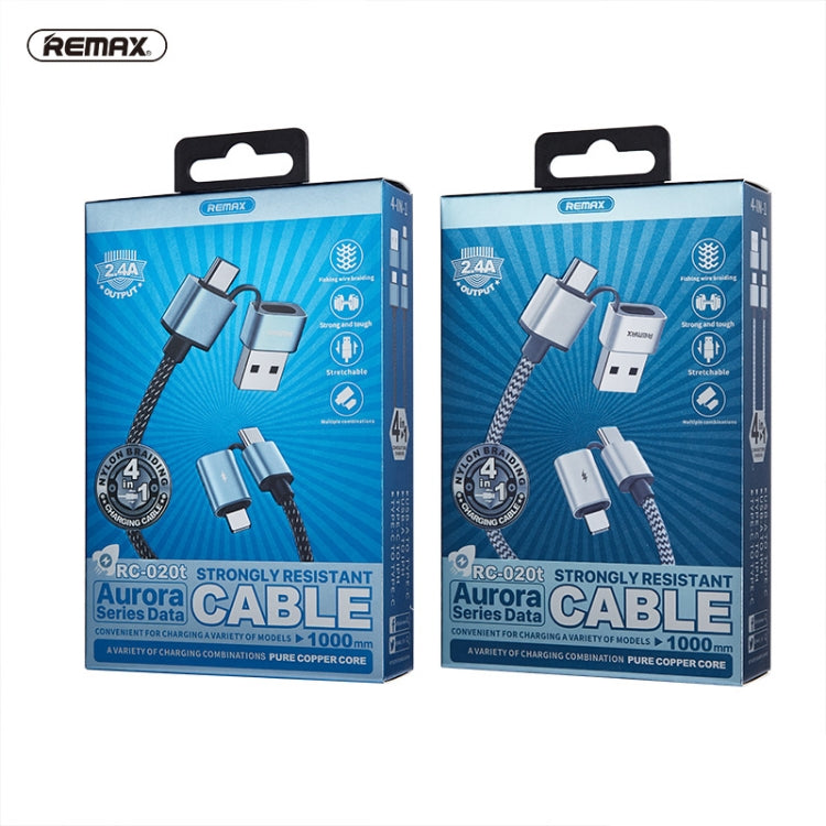 REMAX RC-020t 2.4A 極光系列 4合1 8 Pin + USB + 2 x Type-C 數據同步充電線，線長：1m