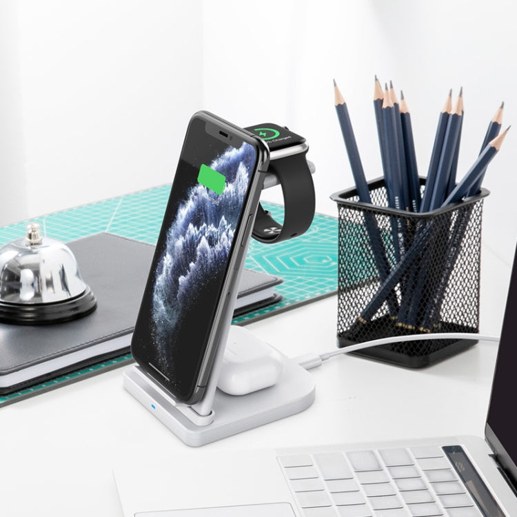 10W 3 合 1 QC 3.0 直立多功能無線充電器，具支架功能，適用於手機 / Apple Watch / AirPods