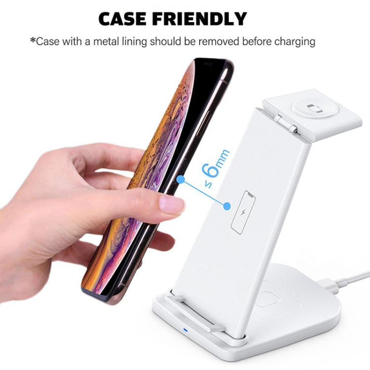 10W 3 合 1 QC 3.0 直立多功能無線充電器，具支架功能，適用於手機 / Apple Watch / AirPods