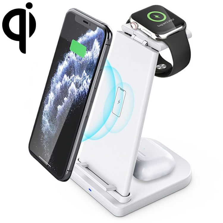 10W 3 合 1 QC 3.0 直立多功能無線充電器，具支架功能，適用於手機 / Apple Watch / AirPods