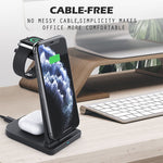 10W 3 合 1 QC 3.0 直立多功能無線充電器，具支架功能，適用於手機 / Apple Watch / AirPods