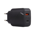 LZ-819A+C QC3.0 USB + PD 18W USB-C / Type-C 介面旅行充電器，帶指示燈，歐規插頭，歐規插頭